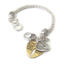 Double Angel Wing Chain Link Bracelet Silver and Copper - £10.41 GBP