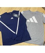 X-Large 18/20 Adidas Cotton 2 Pk Long Sleeve Navy &amp; Short Sleeve-Gray Te... - $436.18 MXN