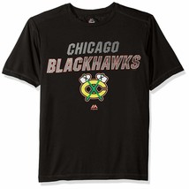 Chicago Blackhawks Mens Charging Short Sleeve Synthetic Tee-Large, Black - £13.77 GBP