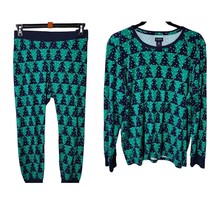 J. Crew Factory Women’s XXL Blue Green North Pole trees Pajama Set - £23.13 GBP