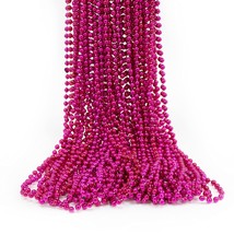 72 Pack Of 33 Mardi Gras Beads Necklace, Metallic Hot Pink Beaded Neckla... - £27.32 GBP