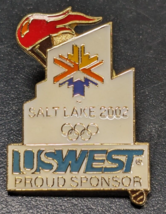 USWEST - Proud Sponsor - Olympic Torch ~ 2002 Salt Lake ~ Hat Lapel Backpack Pin - £7.77 GBP