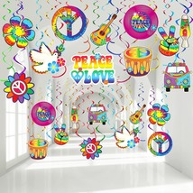 60&#39;S Hippie Theme Party Foil Swirl Decorations, 60S Groovy Party Retro Flower Cu - £20.77 GBP