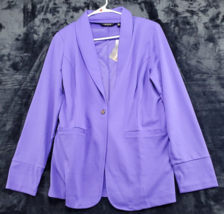 IMAN Blazer Jacket Womens Size Medium Purple Polyester Single Breasted 1 Button - £20.11 GBP