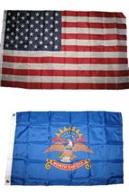 AES 2x3 2&#39;x3&#39; Wholesale Lot Combo: USA American w/State of North Dakota Flag - £7.54 GBP
