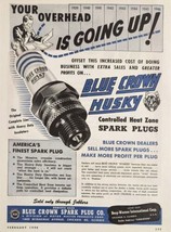 1946 Print Ad Blue Crown Husky Spark Plugs Man Does Paperwork Chicago,Illinois - £13.38 GBP