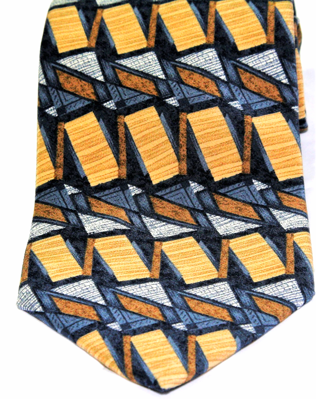 Zylos by George Machando SteelBlue/Gray/Taupe Geometric Men&#39;s Necktie - $7.31