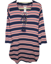 La Blanca Women&#39;s L Sailor Striped Rope Tie French Terry Nautical Swim Cover Up - £39.49 GBP