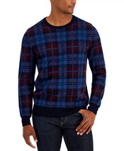 Mens Merino Wool Blend Sweater Plaid Blue Heather Size Large CLUB ROOM $... - £21.57 GBP