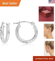 Lightweight 14k White Gold Hinged Hoop Earrings – 0.5 Inch with Click Cl... - $119.99