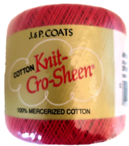 1 J & P Coats Knit-Cro-Sheen Mercerized Cotton 150 Yards Spanish Red Color 126 - £3.12 GBP