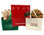 Avon Holiday Friends Ornament Dog and Cat in Christmas Shopping Bag 1980... - $12.95