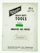 Milwaukee Heavy-Duty Tools #UPL-6 Industry Net-Prices Catalog 1971 - £10.41 GBP