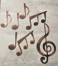 Musical Note Set 5 notes plus Treble Clef...sizes will vary Copper Brnzd... - $28.48