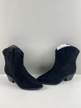 Journee Collection BECKER Black Fabric Snip Toe Block Heel Western Boots Size 8 - £19.56 GBP