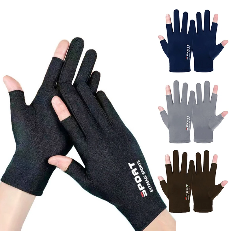 1 Pair Summer Breathable Men&#39;s Gloves Ice Silk Sun Proction Motorcycle Driving - £8.28 GBP+