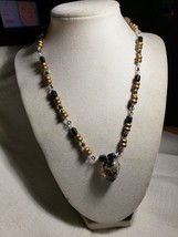 18 In Necklace W Vintage Beads &amp; Hematite Beads Vintage Beads Are A Gold Color - £22.06 GBP