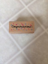 Polka Dot Congratulations Phrase Wood Mounted Rubber Stamp Stampcraft 440D184 - $8.01