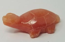 Figurine Turtle Tiny Hand Carved Red Orange Stone Vintage  - £11.32 GBP