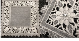 16&quot; Embroidery Organza Rhinestone Doily Square White Silver Wedding Part... - $609.92 MXN