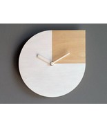 11&quot; Noiseless Wall Clock, White and Natural Wood, Laser-Cut Design, Uniq... - $835.39 MXN