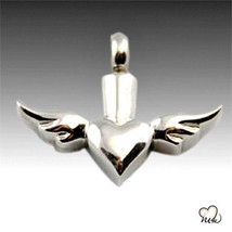 Cremation Stainless Steel Keepsake Pendant-Flying Heart Wings - $34.99
