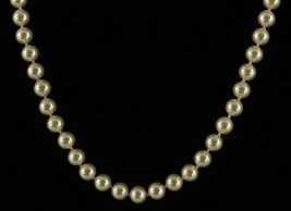 MODERN Costume Jewelry MONET Peach Tone 8MM Faux Glass Pearl Necklace 30&quot; Long - £12.63 GBP