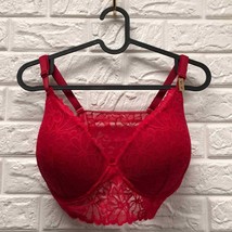 Victorias Secret Pink Lace Wireless PUSH-UP Bra Padded Red Lace Xl Nwt - £24.97 GBP