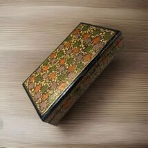 Vintage Chinese Wood Trinket Box Black/Gold Leaves - $17.81