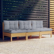  3-seater Garden Sofa Grey, Natural wood - $9,458.28 MXN