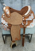 Western show saddle 16&quot; on Eco leather buffalo colour natural with drum dye - £592.12 GBP