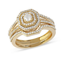 Authenticity Guarantee 
10K YellowGold 0.50Ct TDW Diamond Double Halo Br... - £527.22 GBP