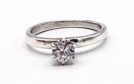 Vintage 925 Sterling Silver 0.5ct CZ Solitaire Engagement Ring Size 7.5 - £18.99 GBP