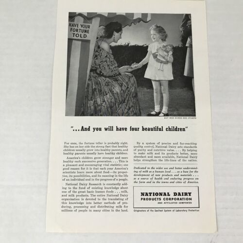 Primary image for 1943 National Dairy Products Print Ad Advertising Art Fortune Teller Little Girl