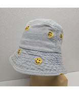 Smiley Winky Face Denim Bucket Hat Fun Novelty Retro! - $19.70