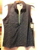 NWT Ladies INPHORM Ink Navy & Green Tessel Sleeveless Polo Golf Shirt - L & XL image 2