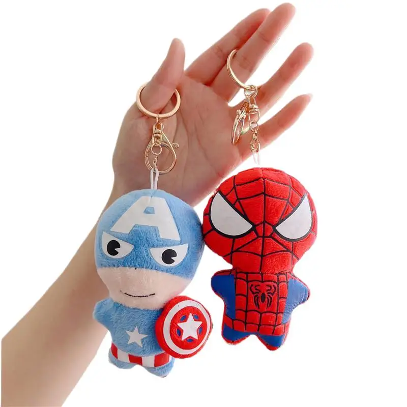 Disney Marvel Spiderman Figure Plush Keychain Toy Kawaii Hulk Iron Man Doll Soft - $19.71