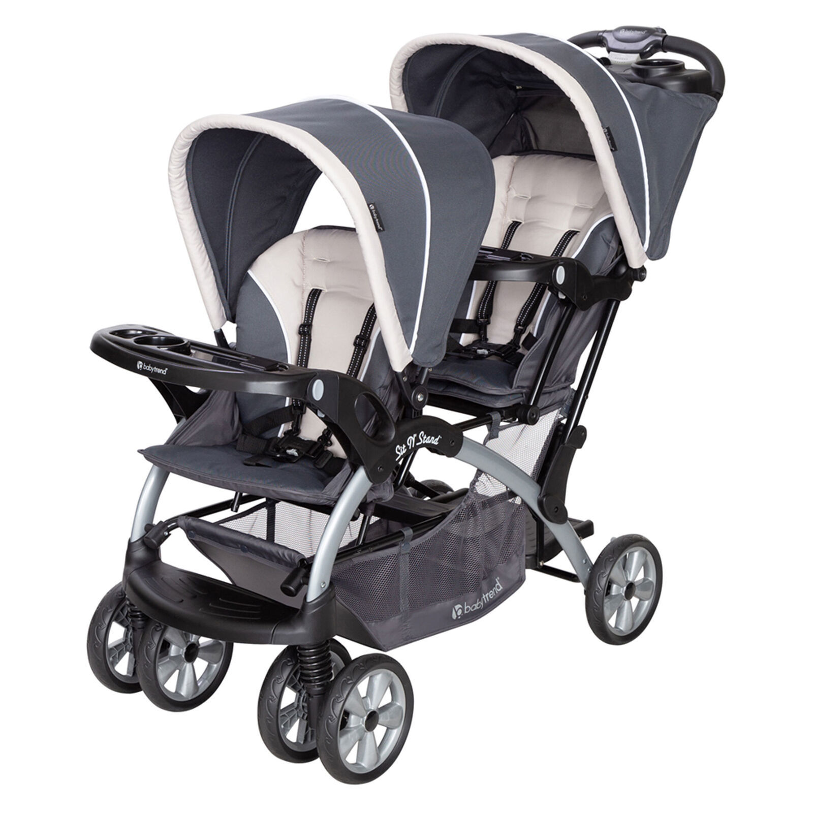 Sit N' Stand Easy Fold Travel Toddler/Baby Double Stroller, Magnolia