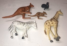 “Made In Hong Kong” Mother &amp; Baby Kangaroo, Giraffe, Seal, Zebra Plastic... - $8.12