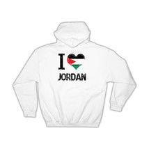 I Love Jordan : Gift Hoodie Heart Flag Country Crest Jordanian Expat - £28.31 GBP