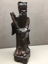 Carved Wood Asian Bearded Man Holding an Instrument Chinese Large Approx... - $34.64