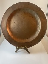 Copper Serving Tray Platter Vintage 10&quot; Round. Rustic Farmhouse Display ... - $16.70