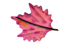 Brooch Pink Leaf Pin 3.25 Inches Long Unmarked Costume Jewelry - $12.97