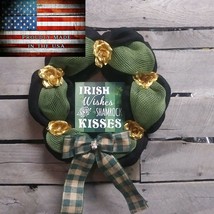 Beautiful elegant green, gold &amp; black St. Patrick&#39;s Day wreath 17&quot; inch - £47.84 GBP