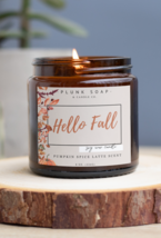 Hello Fall themed soy candles 8 oz - £15.66 GBP