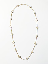 Mother of Pearl Quatrefoil Gold Plated Necklace - $150.00