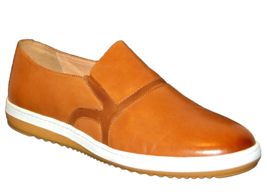 Zanzara  Men&#39;s Cognac White Outsole Loafers Slip On Leather Shoes Size 12  - $111.81