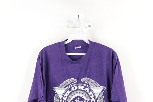 Vtg 90s Mens Large Distressed Spell Out Colorado Rockies Baseball T-Shirt USA Item image 2
