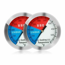 BBQ Gas Grill Temp Gauge Thermometer Heat Display 2-Pack 2&quot; Stainless Steel Set - £11.55 GBP