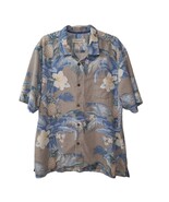 Tommy Bahama Hawaiian Shirt Mens XL Silk Blend Island Zone Tan Blue Pine... - $476.64 MXN